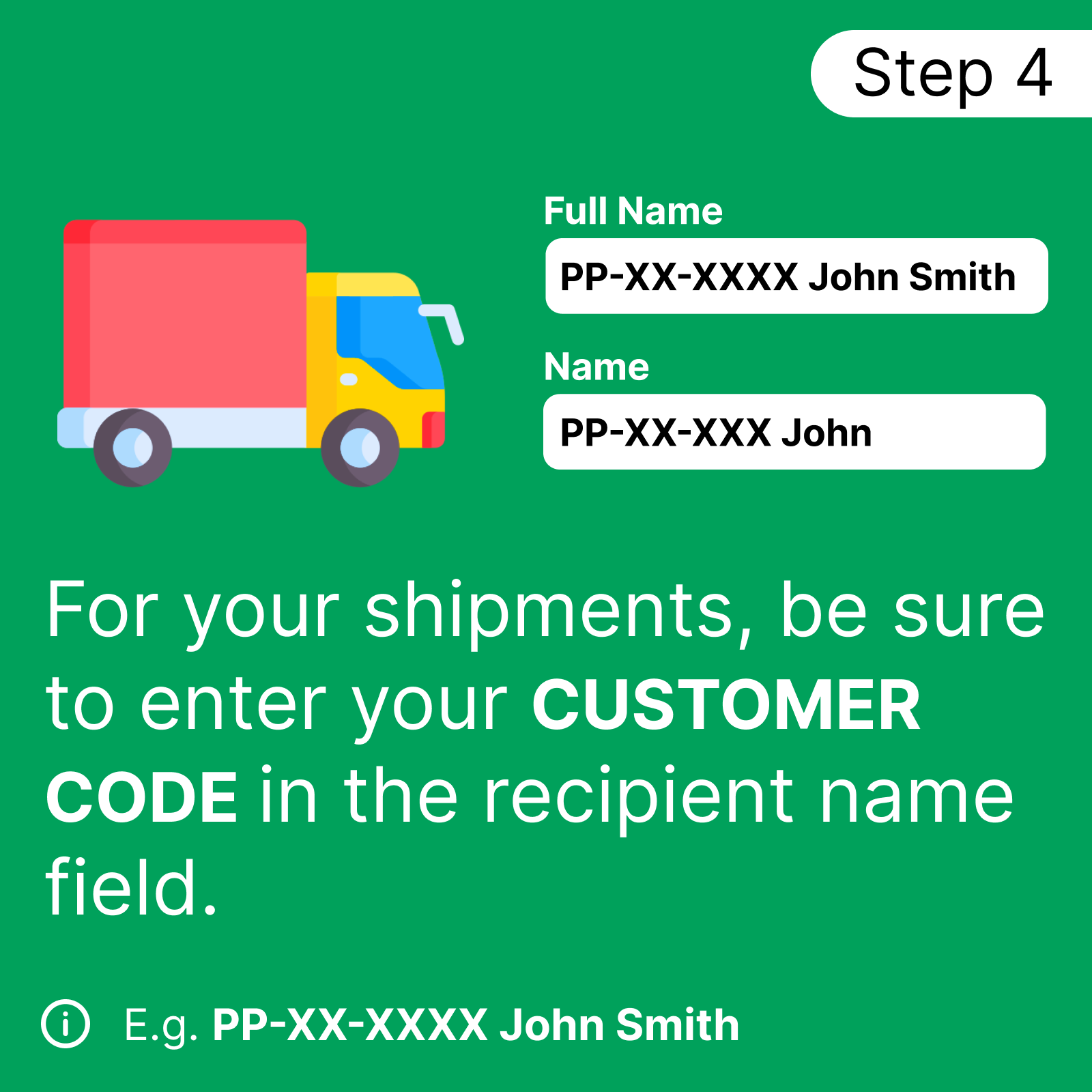 Step 4 Ensure customer code is added to name