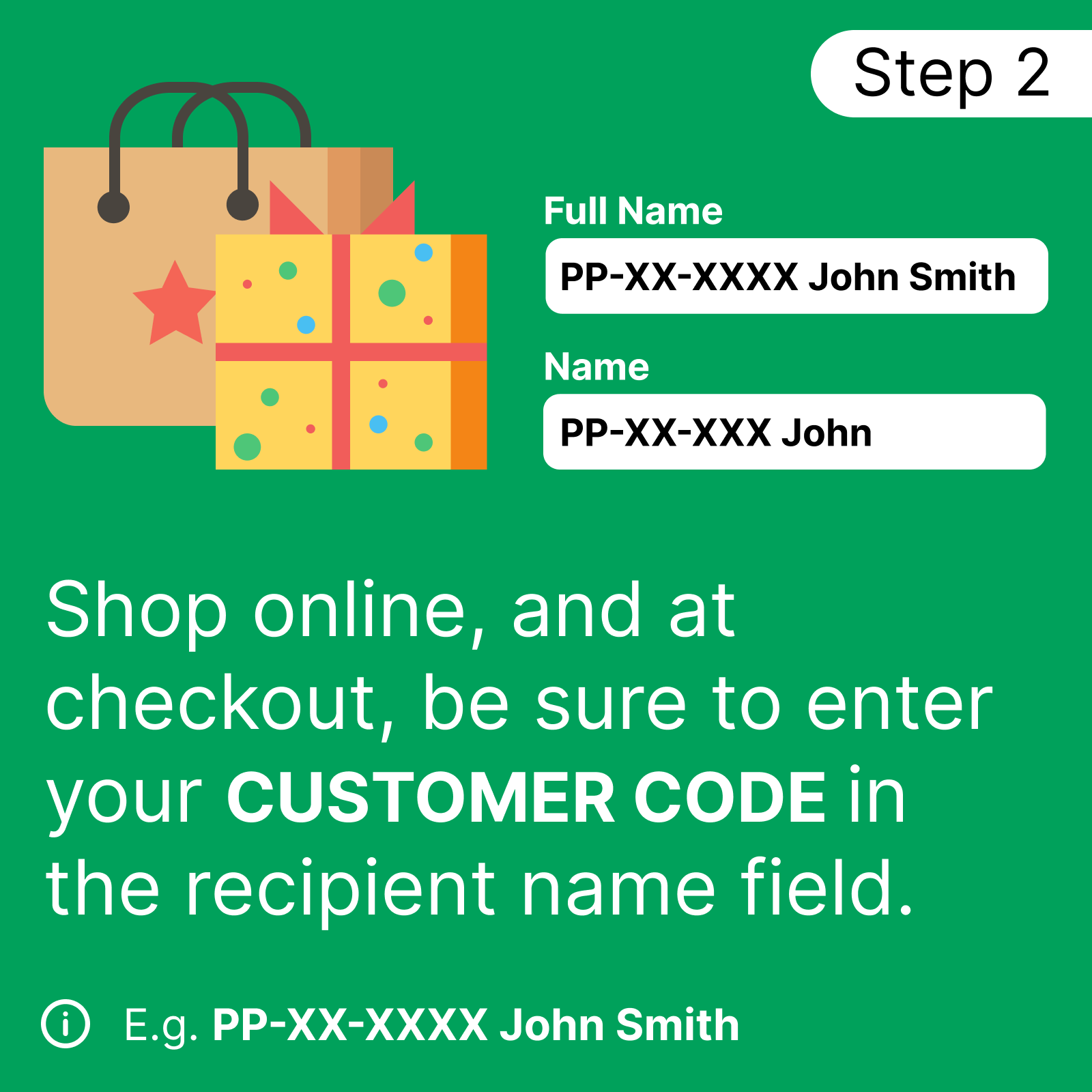 Step 2 Ensure customer code is added to name